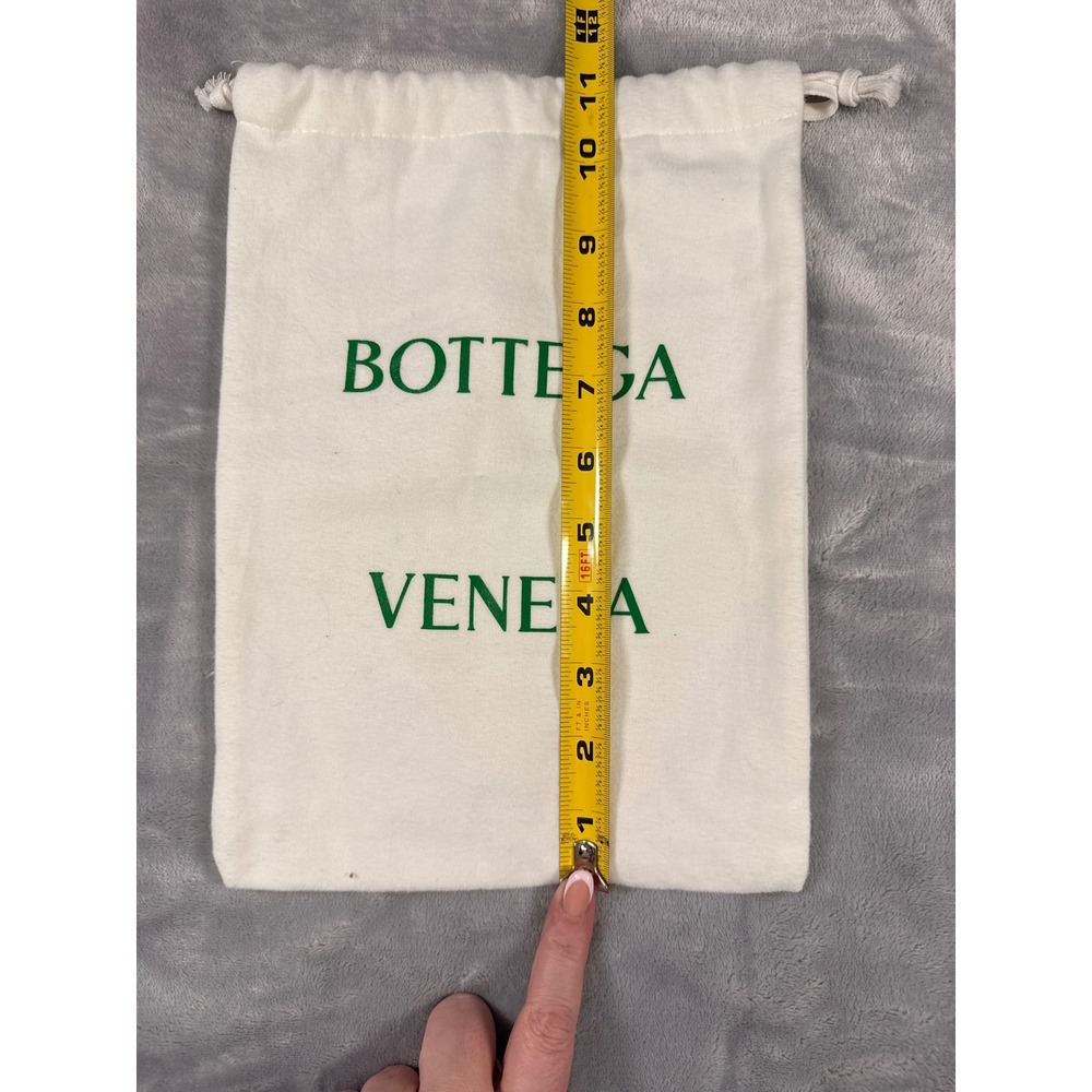 Bottega‎ Veneta Off-White Cotton Drawstring Dust Bag Green Logo 11x8 - Picture 3 of 6